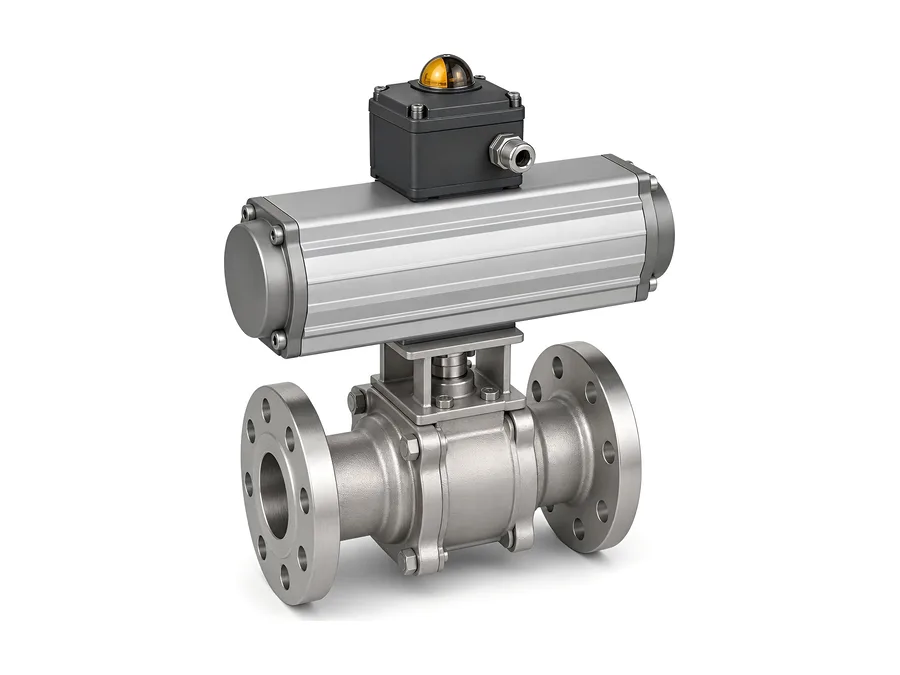 Actuated ball valve with limit switch box